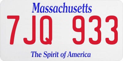 MA license plate 7JQ933