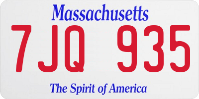 MA license plate 7JQ935