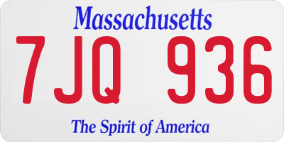 MA license plate 7JQ936