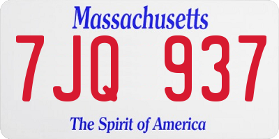 MA license plate 7JQ937