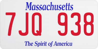 MA license plate 7JQ938