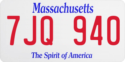 MA license plate 7JQ940