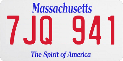 MA license plate 7JQ941