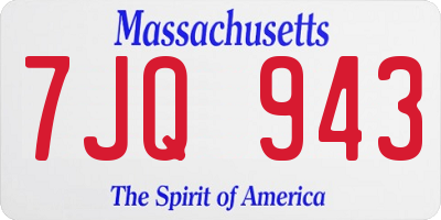 MA license plate 7JQ943