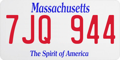 MA license plate 7JQ944