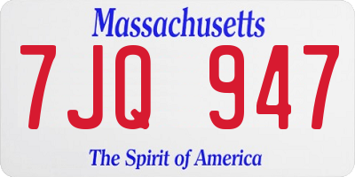 MA license plate 7JQ947