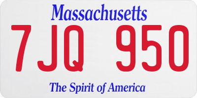 MA license plate 7JQ950