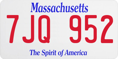 MA license plate 7JQ952