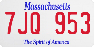 MA license plate 7JQ953