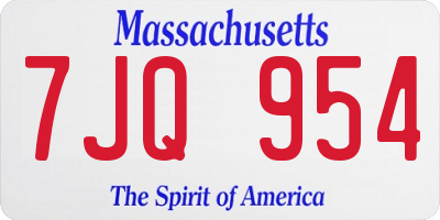 MA license plate 7JQ954