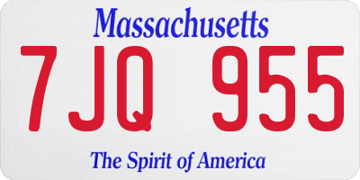 MA license plate 7JQ955