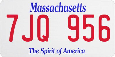 MA license plate 7JQ956
