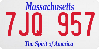 MA license plate 7JQ957