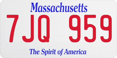 MA license plate 7JQ959