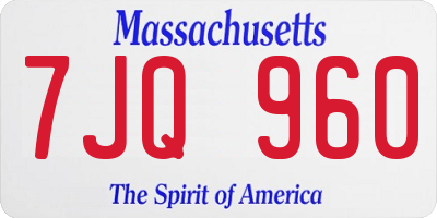 MA license plate 7JQ960