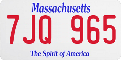 MA license plate 7JQ965