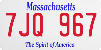 MA license plate 7JQ967