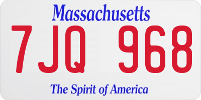 MA license plate 7JQ968