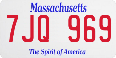 MA license plate 7JQ969