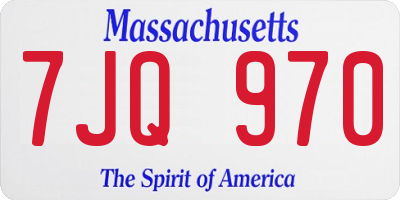 MA license plate 7JQ970