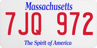 MA license plate 7JQ972