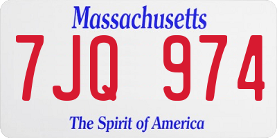 MA license plate 7JQ974