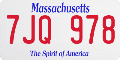 MA license plate 7JQ978