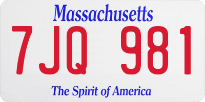 MA license plate 7JQ981