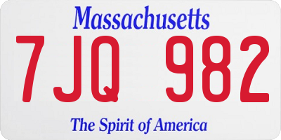 MA license plate 7JQ982