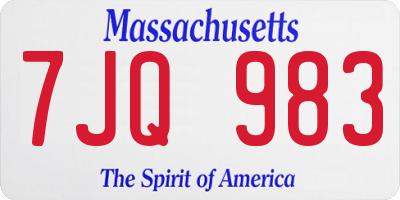 MA license plate 7JQ983