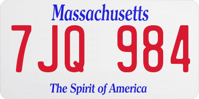 MA license plate 7JQ984