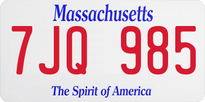 MA license plate 7JQ985