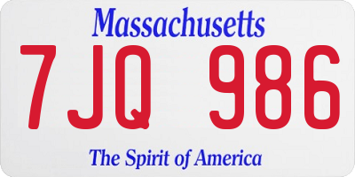 MA license plate 7JQ986