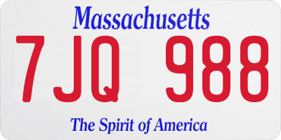 MA license plate 7JQ988