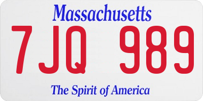 MA license plate 7JQ989