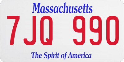 MA license plate 7JQ990