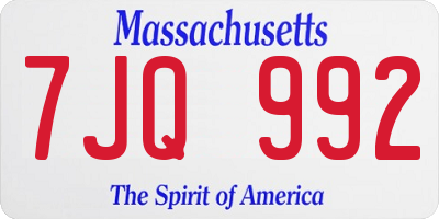 MA license plate 7JQ992