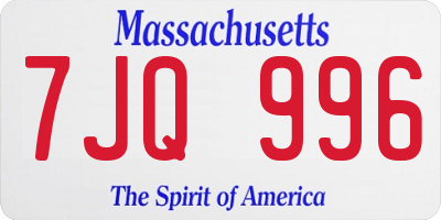 MA license plate 7JQ996