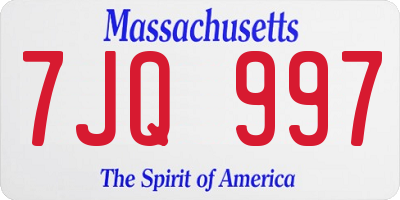 MA license plate 7JQ997