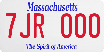 MA license plate 7JR000