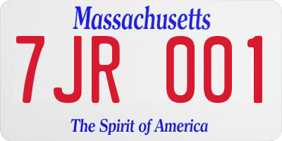 MA license plate 7JR001