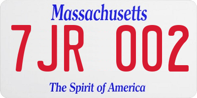 MA license plate 7JR002