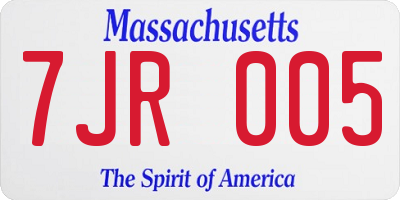 MA license plate 7JR005