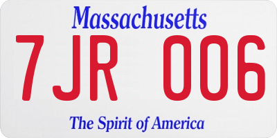 MA license plate 7JR006
