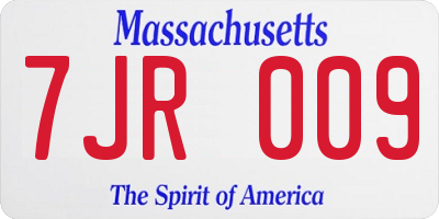 MA license plate 7JR009