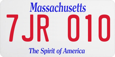 MA license plate 7JR010