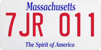 MA license plate 7JR011