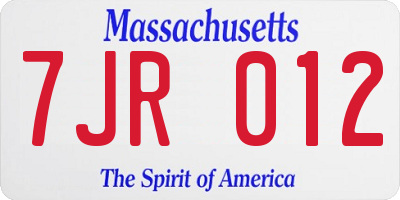 MA license plate 7JR012