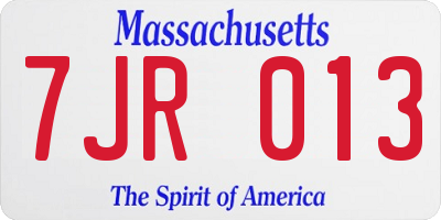 MA license plate 7JR013