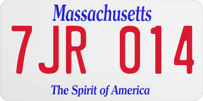 MA license plate 7JR014